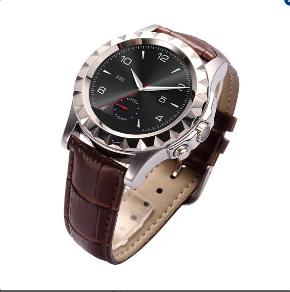 Đồng hồ thông minh dây thép Smartwatch TWJ2 dây da nâu (viền bạc)  
