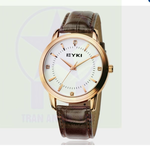 Đồng hồ nam dây da Eyki EET8599 (Dây nâu mặt trắng)  