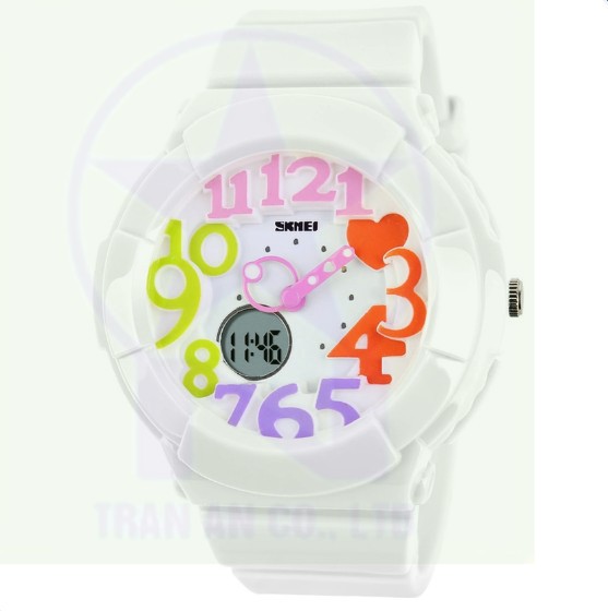 Đồng hồ bé gái dây nhựa Skmei 1020 (Trắng) 